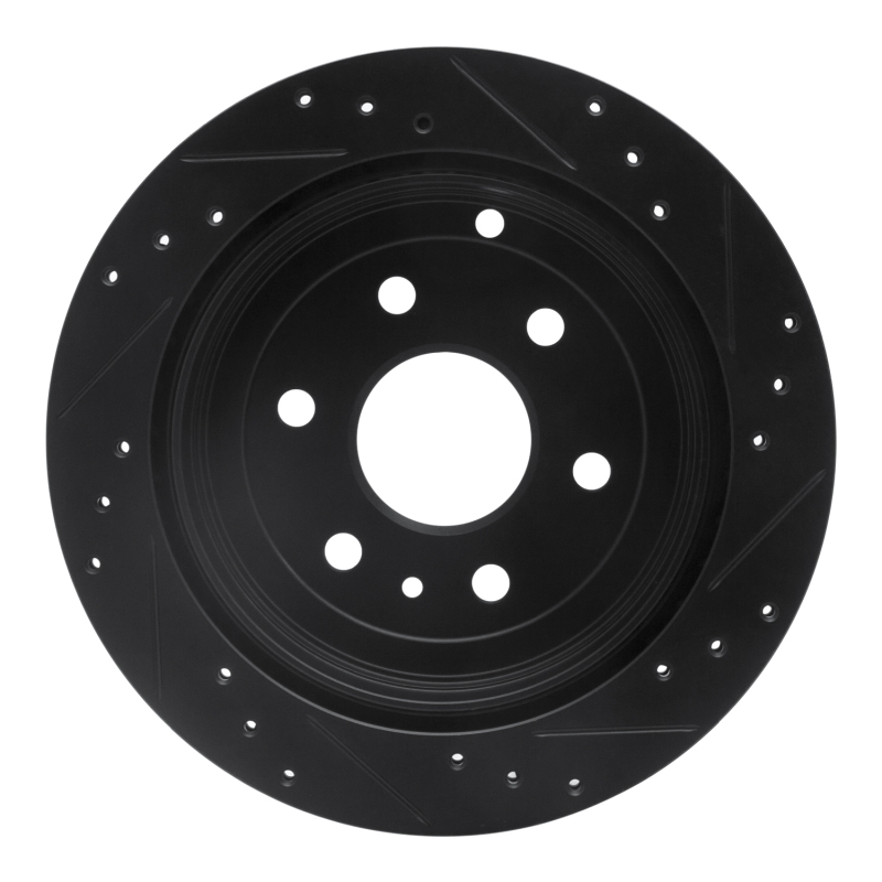 Buick Enclave Brake Rotor (1) - Rear Left - R1 Concepts - Drilled & Slotted - Black - `07-`17